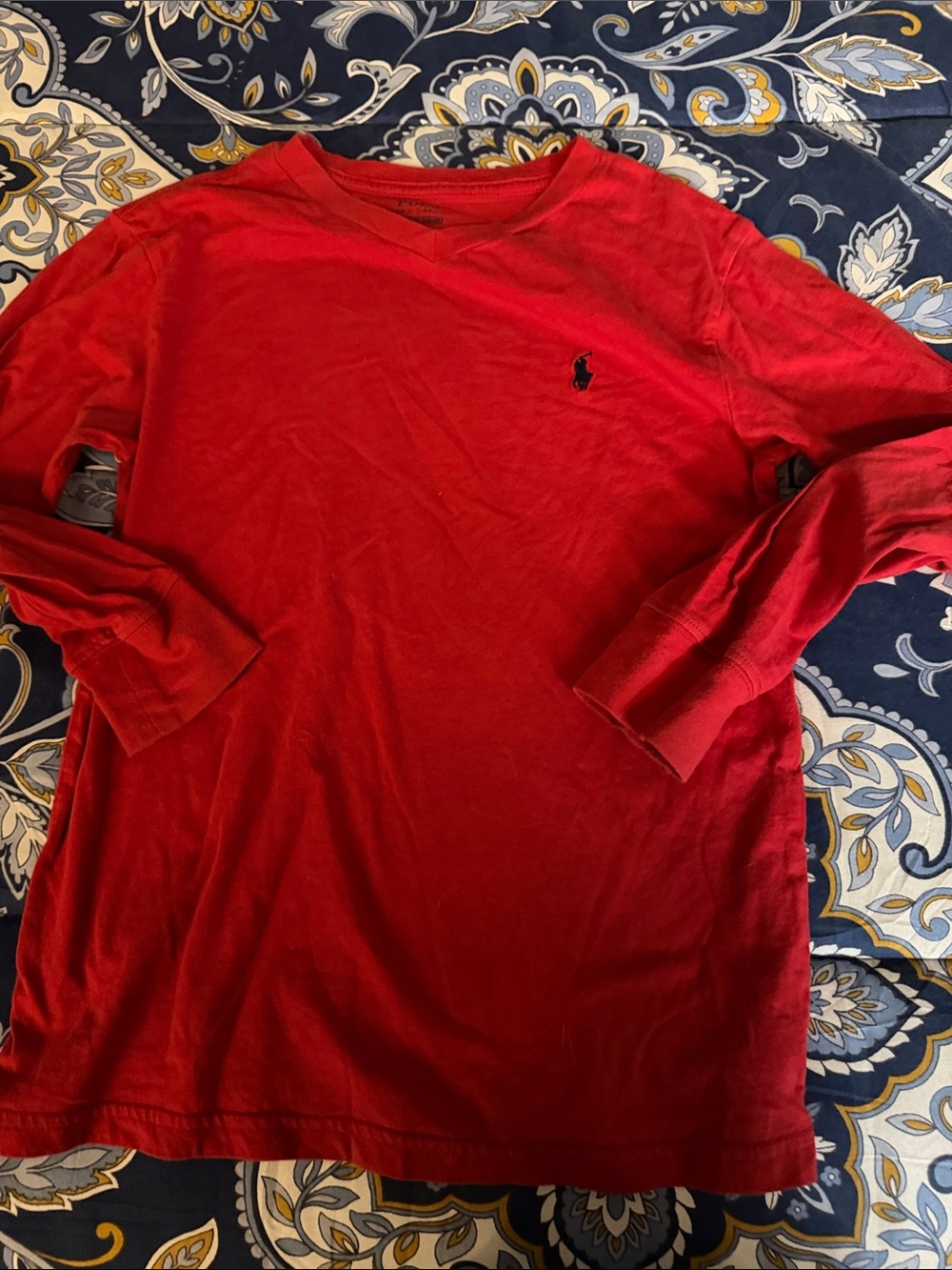 Polo by Ralph Lauren Red Long Sleeve Crewneck Tee